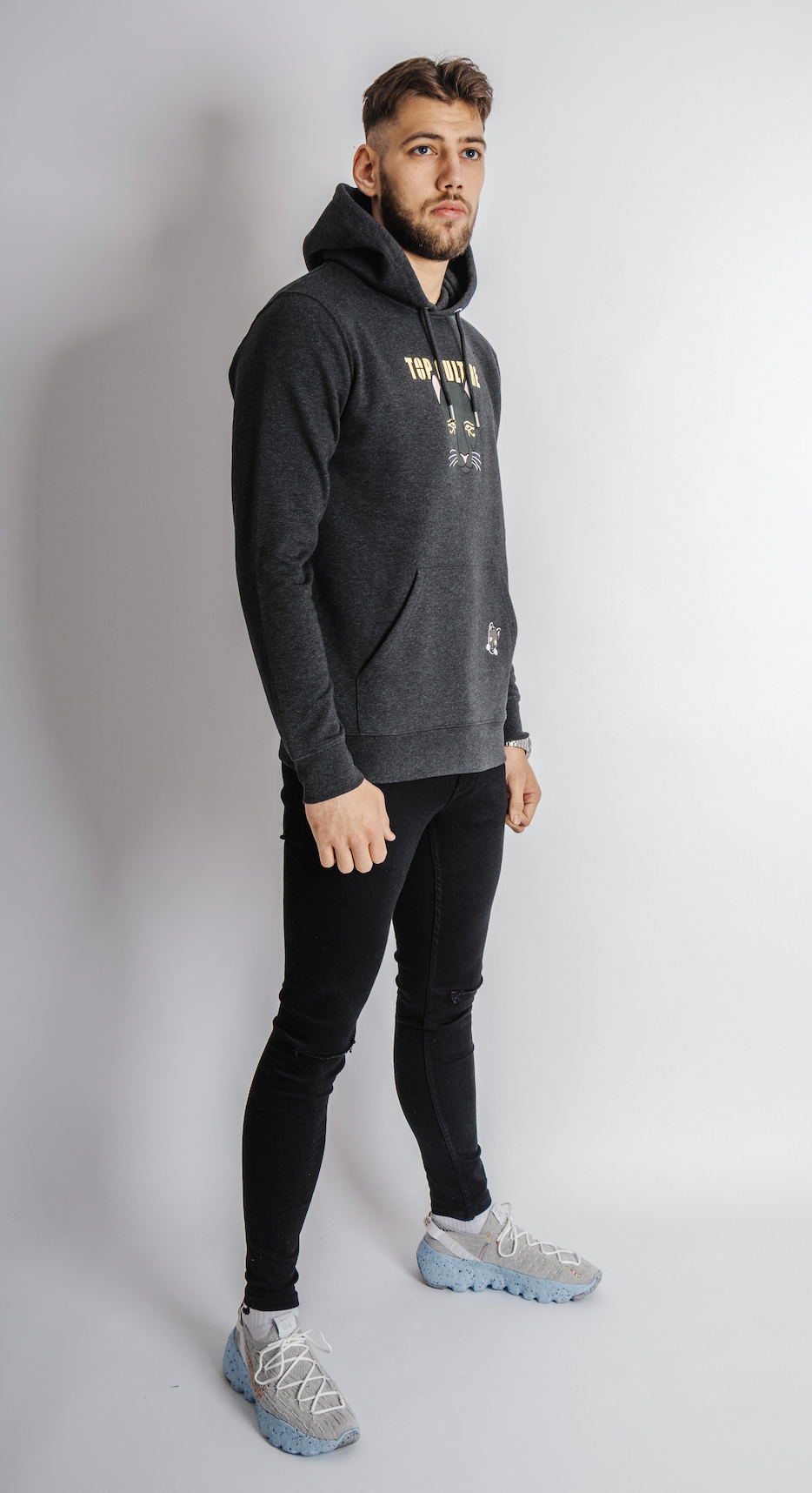 'Sechmet' dark grey hoodie - normal fit