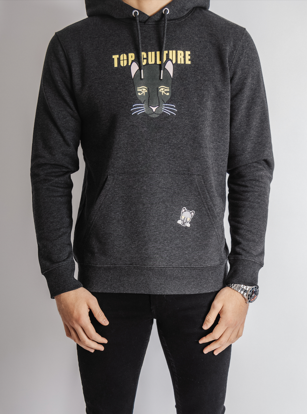 'Sechmet' dark grey hoodie - normal fit