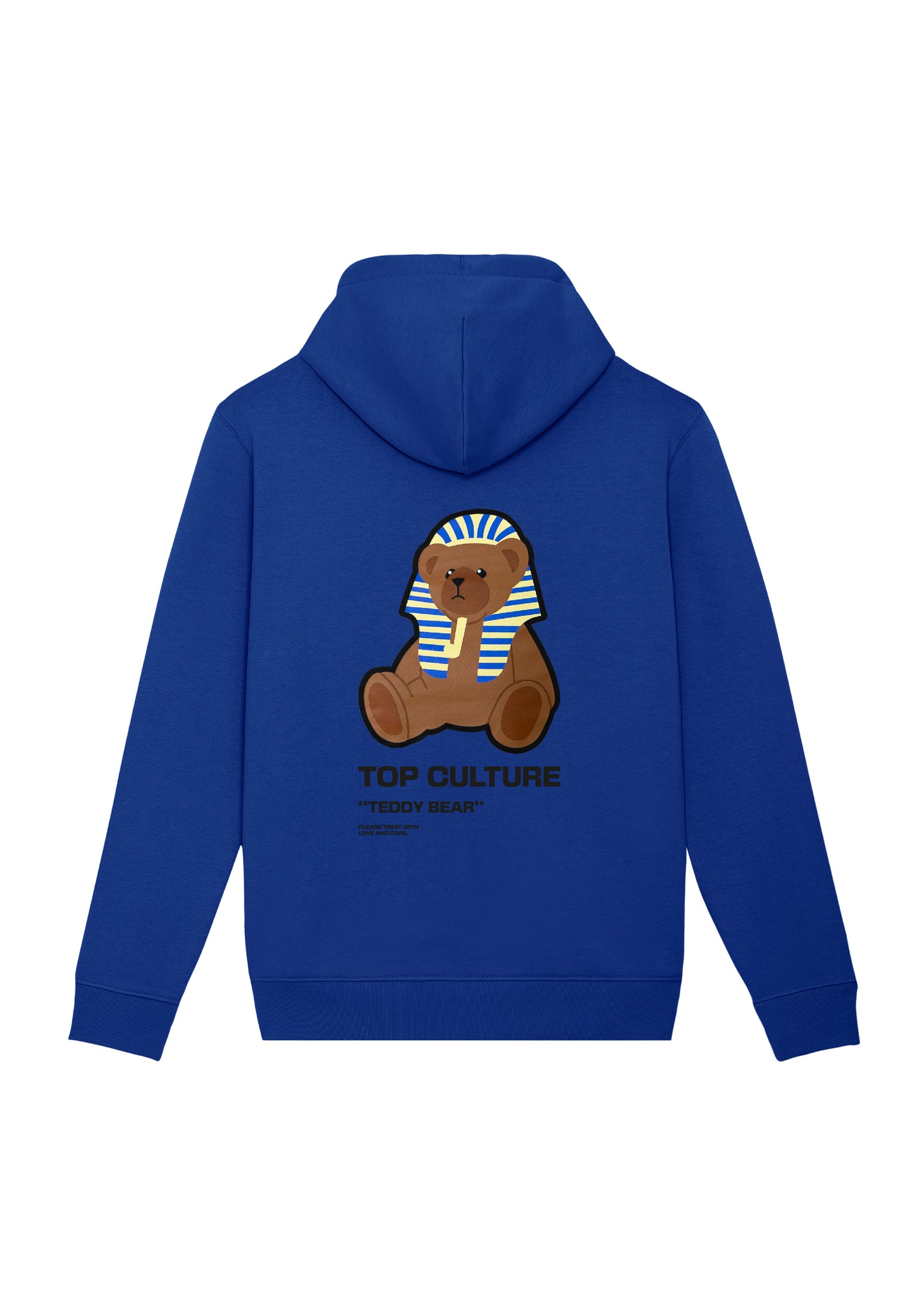 Blue hoodie with teddy Tut backprint