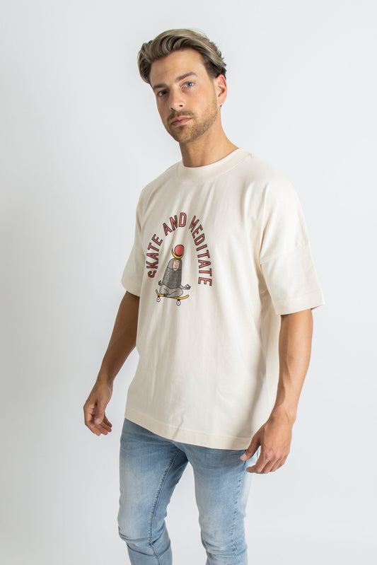 'Skate and meditate' undyed t-shirt
